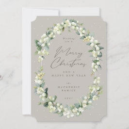 Snowberry+Eucalyptus Botanical Frame Christmas Feestdagenkaart