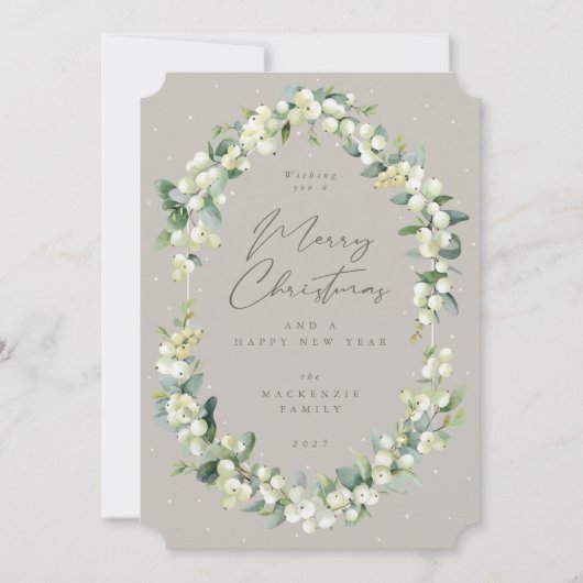Snowberry+Eucalyptus Botanical Frame Christmas Feestdagenkaart (Voorkant)