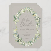 Snowberry+Eucalyptus Botanical Frame Christmas Feestdagenkaart (Voorkant / Achterkant)