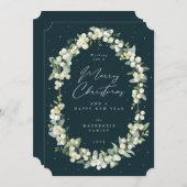 Snowberry+Eucalyptus Botanische kerstmis met Lijst Feestdagenkaart (Voorkant / Achterkant)