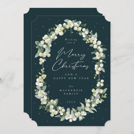 Snowberry+Eucalyptus Botanische kerstmis met Lijst Feestdagenkaart (Voorkant / Achterkant)