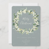 Snowberry + Eucalyptus Christmas Wreath Non-Photo Feestdagenkaart (Voorkant)