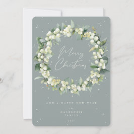 Snowberry + Eucalyptus Christmas Wreath Non-Photo Feestdagenkaart