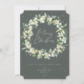 Snowberry + Eucalyptus Christmas Wreath Non-Photo Feestdagenkaart (Voorkant)