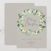 Snowberry + Eucalyptus Christmas Wreath Non-Photo Feestdagenkaart (Voorkant / Achterkant)