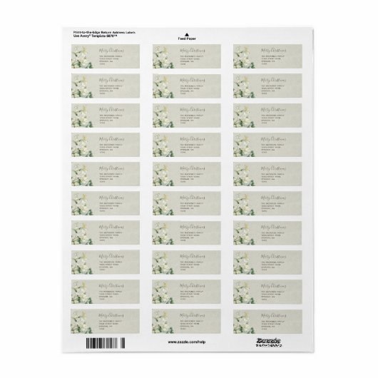 Snowberry + Eucalyptus kerst Bouquet Return Etiket (Full Sheet)