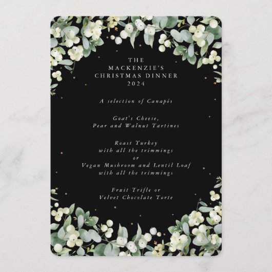 Snowberry+Eucalyptus Kerstdiner 4 gangen Menu (Voorkant)