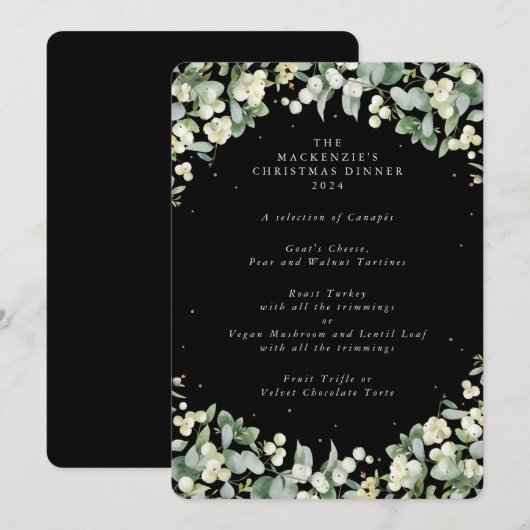 Snowberry+Eucalyptus Kerstdiner 4 gangen Menu (Voorkant / Achterkant)