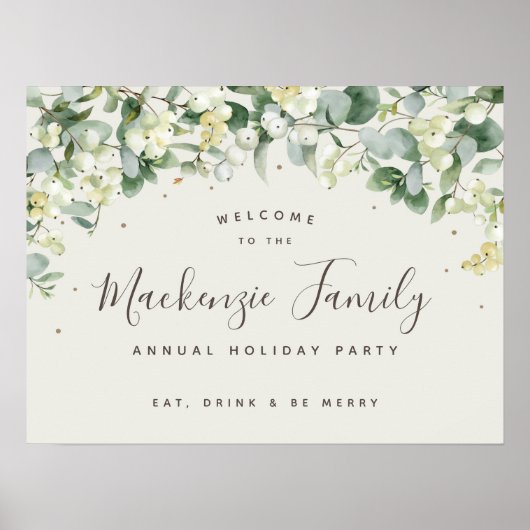 Snowberry+Eucalyptus Kerstfeestdag Poster (Voorkant)