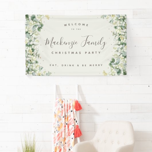 Snowberry+Eucalyptus Kerstfeestdag Spandoek (Insitu)