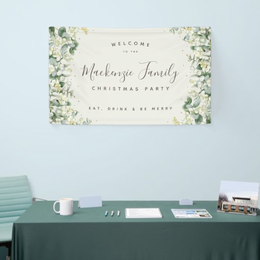 Snowberry+Eucalyptus Kerstfeestdag Spandoek (Beurs)