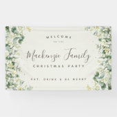 Snowberry+Eucalyptus Kerstfeestdag Spandoek (Horizontaal)