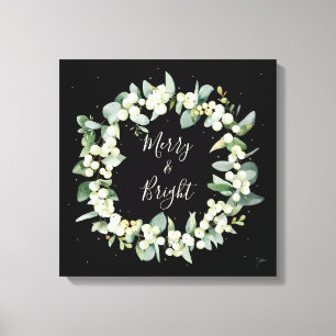 Snowberry+Eucalyptus kerstmis Canvas Afdruk