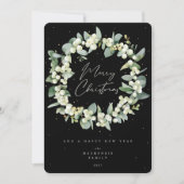Snowberry + Eucalyptus Kerstmis zonder foto Feestdagenkaart (Voorkant)