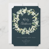 Snowberry + Eucalyptus Kerstmis zonder foto Feestdagenkaart (Voorkant)