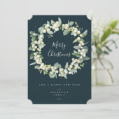 Snowberry + Eucalyptus Kerstmis zonder foto Feestdagenkaart (Staand voorkant)