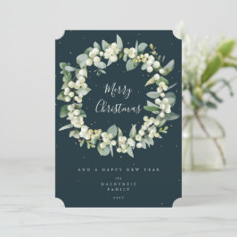 Snowberry + Eucalyptus Kerstmis zonder foto Feestdagenkaart