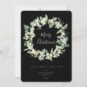 Snowberry + Eucalyptus Kerstmis zonder foto Feestdagenkaart (Voorkant)