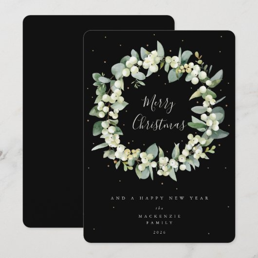 Snowberry + Eucalyptus Kerstmis zonder foto Feestdagenkaart (Voorkant / Achterkant)