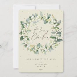 Snowberry + Eucalyptus Kerstmis zonder foto Feestdagenkaart