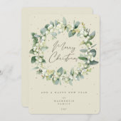 Snowberry + Eucalyptus Kerstmis zonder foto Feestdagenkaart (Voorkant / Achterkant)