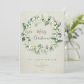 Snowberry + Eucalyptus Kerstmis zonder foto Feestdagenkaart (Staand voorkant)