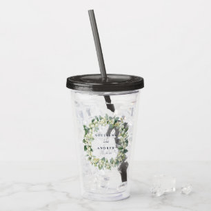 Snowberry & Eucalyptus krans gepersonaliseerde bru Acryl Drinkbeker