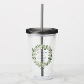 Snowberry & Eucalyptus krans gepersonaliseerde bru Acryl Drinkbeker (Voorkant)