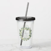 Snowberry & Eucalyptus krans gepersonaliseerde bru Acryl Drinkbeker (Achterkant)