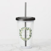 Snowberry & Eucalyptus krans gepersonaliseerde bru Acryl Drinkbeker (Voorkant)