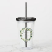 Snowberry & Eucalyptus krans gepersonaliseerde bru Acryl Drinkbeker (Voorkant)