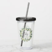 Snowberry & Eucalyptus krans gepersonaliseerde bru Acryl Drinkbeker (Achterkant)