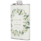 Snowberry & Eucalyptus krans gepersonaliseerde bru Heupfles (Links)