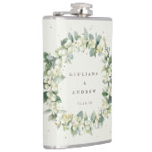 Snowberry & Eucalyptus krans gepersonaliseerde bru Heupfles (Rechts)