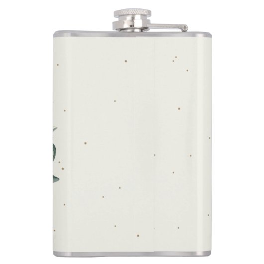 Snowberry & Eucalyptus krans gepersonaliseerde bru Heupfles (Achterkant)