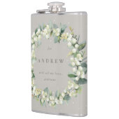 Snowberry & Eucalyptus krans gepersonaliseerde bru Heupfles (Links)