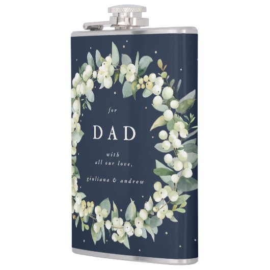 Snowberry & Eucalyptus krans gepersonaliseerde bru Heupfles (Links)