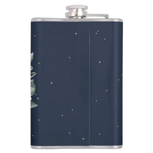 Snowberry & Eucalyptus krans gepersonaliseerde bru Heupfles (Achterkant)