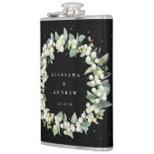 Snowberry & Eucalyptus krans gepersonaliseerde bru Heupfles (Links)