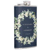 Snowberry & Eucalyptus krans gepersonaliseerde bru Heupfles (Rechts)