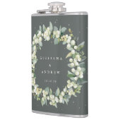 Snowberry & Eucalyptus krans gepersonaliseerde bru Heupfles (Links)