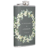 Snowberry & Eucalyptus krans gepersonaliseerde bru Heupfles (Rechts)