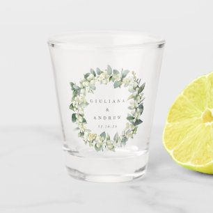 Snowberry & Eucalyptus krans gepersonaliseerde bru Shot Glas