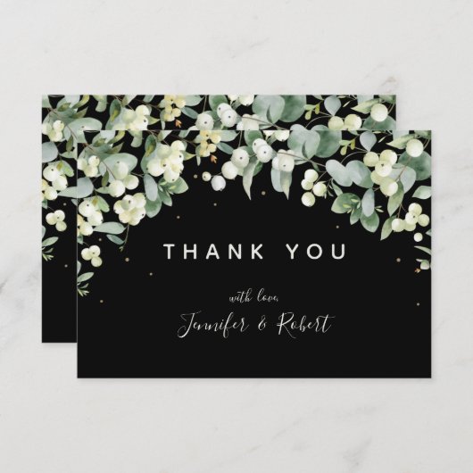 Snowberry Kerstfeestdag Flat Dank je Bedankkaart (Voorkant / Achterkant)