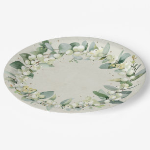 Snowberry Kerstkrans feestdag Papieren Bordje