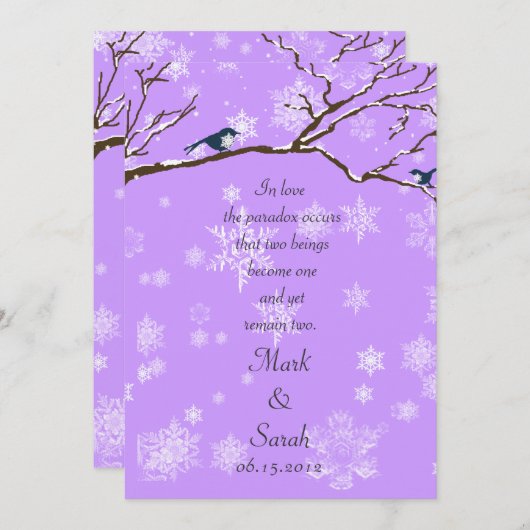 Snowbird 2 Lavander Uitnodiging (Voorkant / Achterkant)