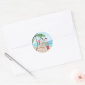 Snowbird Santa en Sandy Snowman Ronde Sticker (Envelop)