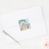 Snowbird Santa en Sandy Snowman Vierkante Sticker (Envelop)