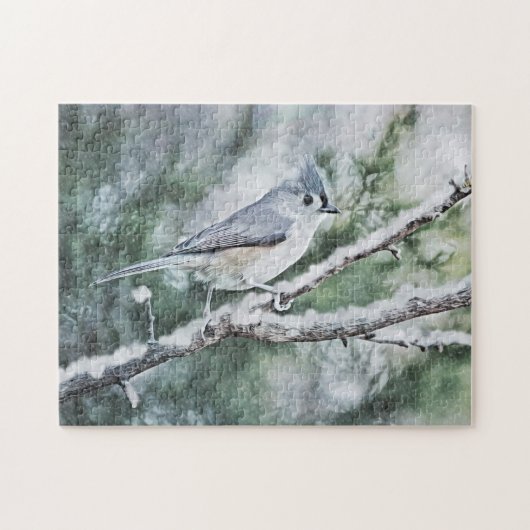 Snowbird Tufted Titmouse Bird Art Puzzle Legpuzzel (Horizontaal)