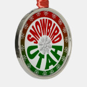 Snowbird Utah rode groene sneeuwvlok Metalen Ornament (Rechts)
